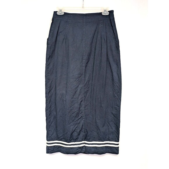 Vintage Nipon Studio Long Wrap Pencil Skirt Nautical Sailor 100% Cotton Size 8 - Picture 6 of 8